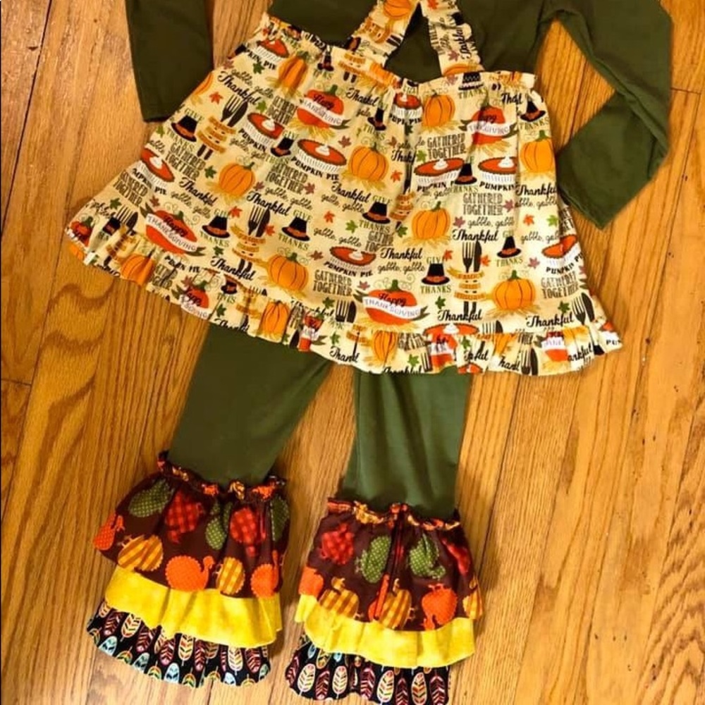 🥧 Thanksgiving Holiday Toddler Girl Outfit🍁 - Picture 4 of 8